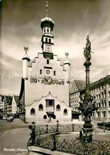 AK / Ansichtskarte Kempten_Allgaeu Rathaus Bronceguss Saeule Kempten Allgaeu