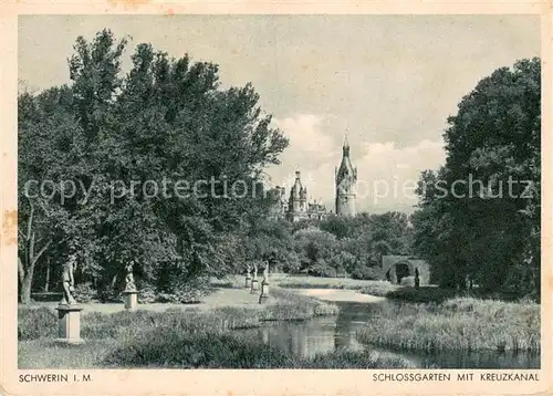 AK / Ansichtskarte Schwerin_Mecklenburg Schlossgarten mit Kreuzkanal Schwerin_Mecklenburg