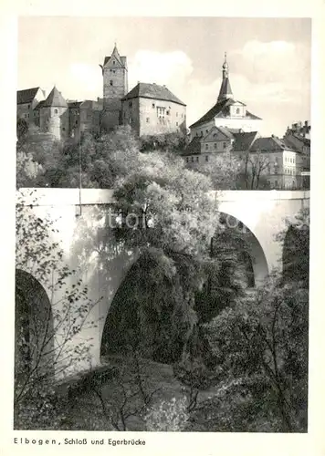 AK / Ansichtskarte Elbogen_Loket Egerbruecke und Schloss Aus dem Jahrweiser Schoenes Sudetenland 28 Bildkarten der verlorenen Heimat 