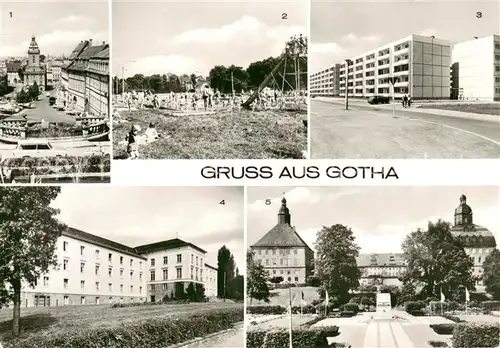 AK / Ansichtskarte Gotha_Thueringen Markt Volksbad Neubauten Fachschule fuer Finanzwirtschaft Schloss Gotha Thueringen