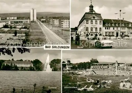 AK / Ansichtskarte Bad_Salzungen Einkaufszentrum Markt Rathaus Kurhaus Schwimmbad Bad_Salzungen