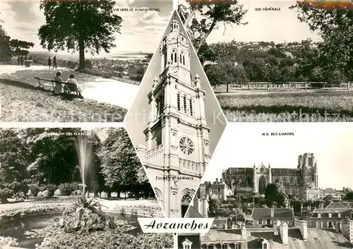 AK / Ansichtskarte Avranches Vue panoramique vers le Mont Saint Michel Eglise Saint Gervais Jardin des plantes Eglise Notre Dame des Champs Avranches