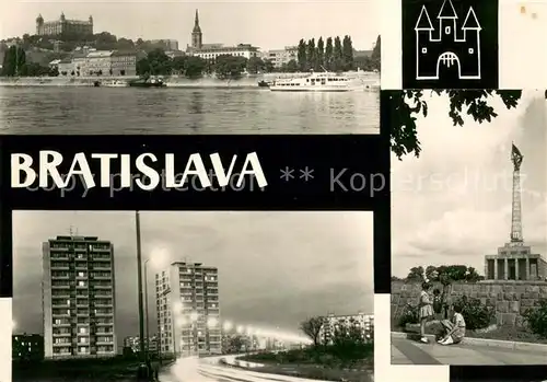 AK / Ansichtskarte Bratislava_Pressburg_Pozsony Hrad a Dom nad Dunajom Strkovec Slavin 