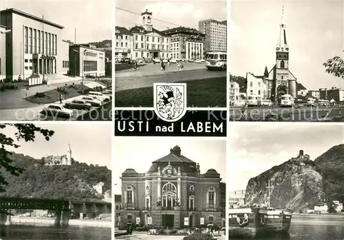 AK / Ansichtskarte Usti_nad_Labem Sehenswuerdigkeiten der Stadt Elbe Bruecke Burg Usti_nad_Labem