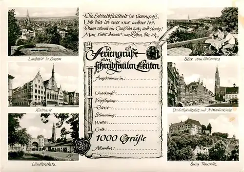 Landshut_Isar Stadtpanorama Blick vom Klausenberg Rathaus Laendtorplatz Dreifaltigkeitsplatz St. Martinskirche Burg Trausnitz Landshut Isar