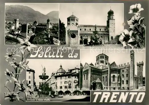 Trento Panorama Il Duomo Abside Fontana e Casa Bella  Trento