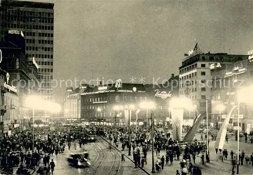 Zagreb Trg Republike nocu Platz der Republik Nachtaufnahme Zagreb