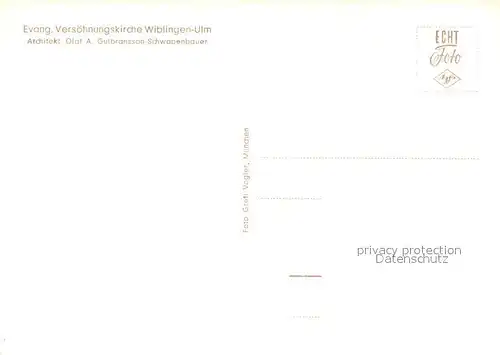 Wiblingen Ev. Versoehnungskirche Architekt Olaf Gulbrannson Schwabenbauer Wiblingen