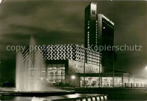 Karl Marx Stadt Stadthalle mit Interhotel Kongress Nachtaufnahme Karl Marx Stadt