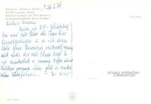 Wernigerode_Harz Gaststaette Steinerne Renne Betriebsferienheim im Winter Wernigerode Harz