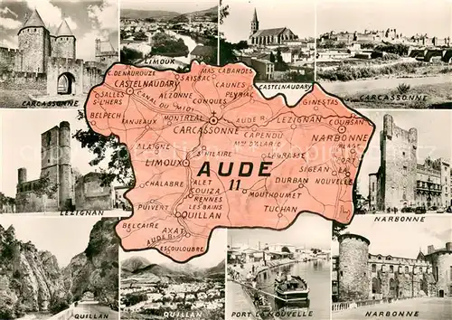 Aude_Departement Landkarte und Staedte der Region 