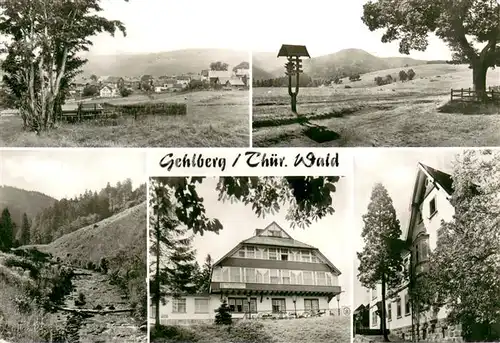 Gehlberg Teilansicht Wegweiser Landschaftspanorama Wilde Gera FDGB Erholungsheime Gehlberg