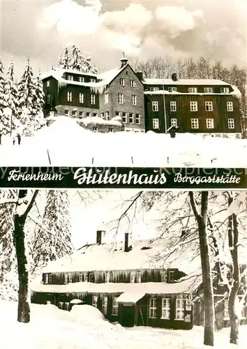 Stutenhaus_Adlersberg Ferienheim Berggaststaette im Winter Handabzug Stutenhaus_Adlersberg