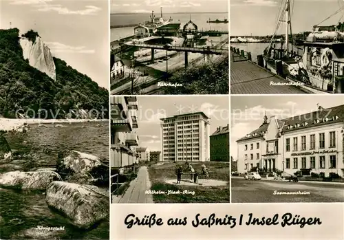 Sassnitz_Ostseebad_Ruegen Kreidefelsen Koenigsstuhl Faehrhafen Fischereihafen Fischkutter Wilhelm Pieck Ring Seemannsheim Sassnitz_Ostseebad_Ruegen