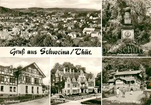 Schweina_Bad_Liebenstein Stadtpanorama Froebeldenkmal Froebelhaus Schloss Altenstein Waldgaststaette Schweina_Bad_Liebenstein