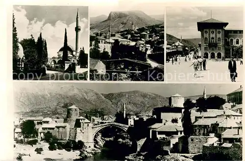 AK / Ansichtskarte Mostar_Moctap Stadtansichten Moschee Bruecke Mostar_Moctap