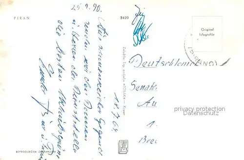 AK / Ansichtskarte Piran Panorama Kuestenstadt Denkmal Piran