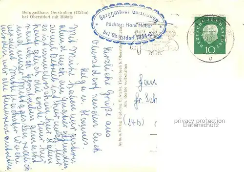 AK / Ansichtskarte Oberstdorf Berggasthaus Gerstruben mit Hoefats Allgaeuer Alpen Oberstdorf
