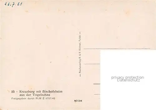 AK / Ansichtskarte Bischofsheim_Rhoen Kloster Kreuzberg aus der Vogelschau Bischofsheim Rhoen