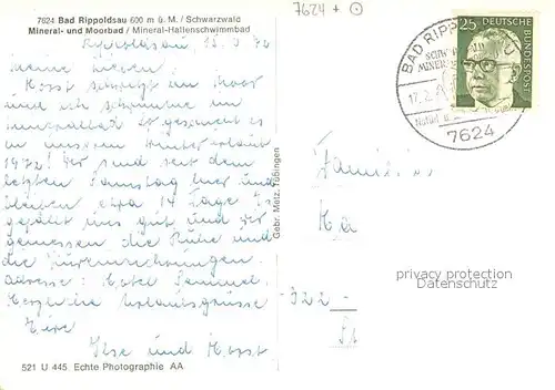 AK / Ansichtskarte Bad_Rippoldsau_Schwarzwald Mineral  und Moorbad Hallenschwimmbad Bad_Rippoldsau