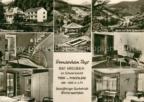 AK / Ansichtskarte Bad_Griesbach_Schwarzwald  Fremdenheim Vogt Moor  und Mineralbad Kurpavillon Wassertreten Bad_Griesbach