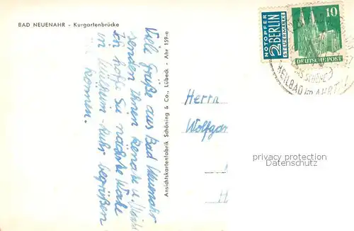 AK / Ansichtskarte Bad_Neuenahr Ahrweiler Kurgartenbruecke Bad_Neuenahr Ahrweiler