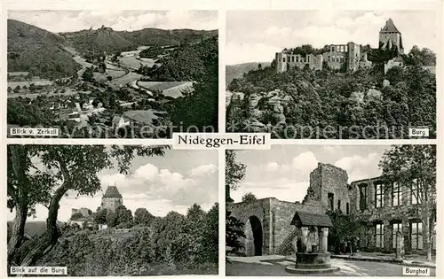 Nideggen_Eifel Panorama Blick vom Zerkall Burg Burghof Ruine Nideggen Eifel