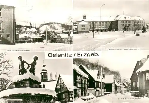 Oelsnitz_Erzgebirge Blick vom Kreiskulturhaus Hans Marchwitza Rudolphbrunnen Rudolf Breitscheid Strasse Oelsnitz Erzgebirge