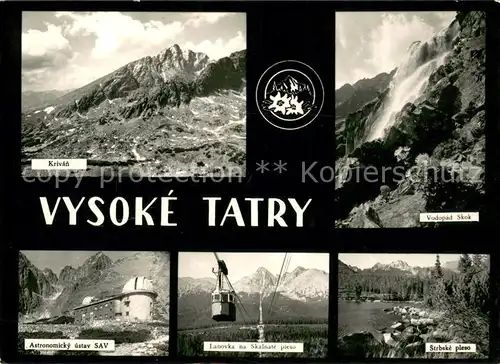 Vysoke_Tatry Krivan Vodopad Skok Astronomicky ustav SAV Lanovka na Skalnate pleso Strbske pleso Vysoke Tatry