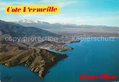 Argeles sur Mer Panorama Cote Vermeille Cap Bear Port Vendres Collioure le Canigou au Roussillon vue aerienne Argeles sur Mer