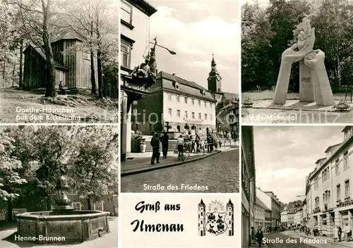 Ilmenau_Thueringen Goethe Haeuschen auf dem Kickelhahn Henne Brunnen Strasse des Friedens VdN Mahnmal Denkmal Ilmenau Thueringen