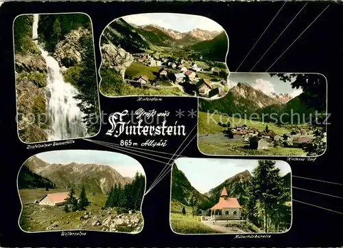 Hinterstein_Bad_Hindelang Gesamtansicht mit Alpenpanorama Wasserfall Hubertuskapelle Alpe Hinterstein_Bad_Hindelang