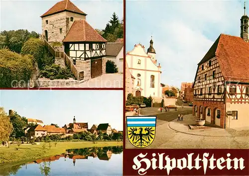 Hilpoltstein_Mittelfranken Burg Altstadt Fachwerkhaus Kirche Partie am Wasser Hilpoltstein