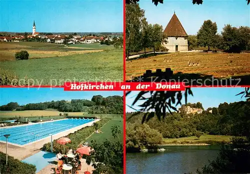 Hofkirchen_Donau Panorama Felder Blick ueber die Donau Freibad Hofkirchen Donau