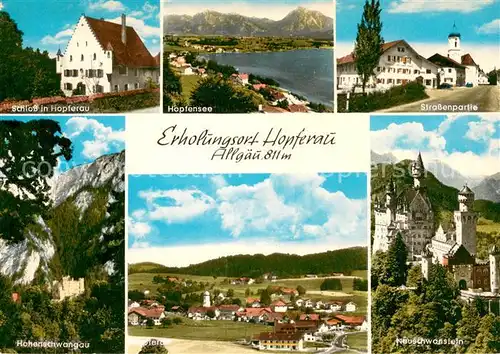 Hopferau Schloss Hopfensee Motiv mit Kirche Hohenschwangau Schloss Neuschwanstein Hopferau