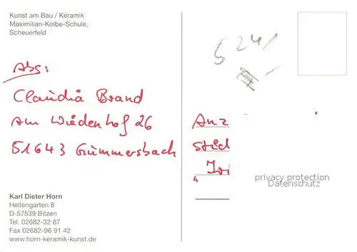 Scheuerfeld_Sieg Kunst am Bau Keramik Maximilian Kolbe Schule Scheuerfeld Sieg