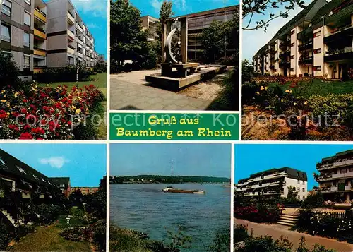 Baumberg_Rheinland Motive Wohnsiedlungen Brunnen Uferpartie am Rhein Baumberg_Rheinland