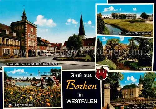 Borken_Westfalen Markt Rathaus Kirche Gymnasium Stadtpark Jugendburg Gemen Park Schwimmbad Borken_Westfalen