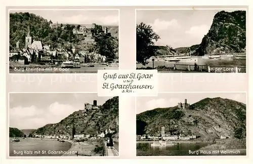 St_Goar Burg Rheinfels An der Loreley Burg Katz mit St Goarshausen Burg Maus mit Wellmich St_Goar