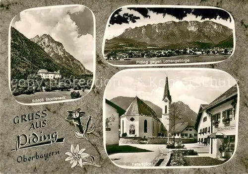 Piding Schloss Staufeneck Piding mit Lattengebirge Petersplatz Piding