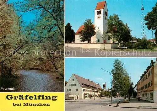 Graefelfing Wuermtal Kirche Strassenpartie Graefelfing