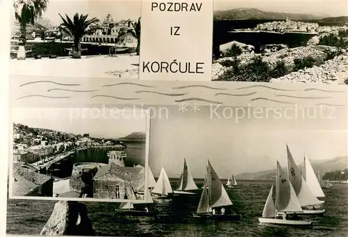 AK / Ansichtskarte Korcula Panorama Kuestenort Segelregatta Korcula