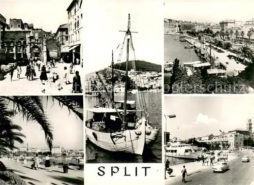 AK / Ansichtskarte Split_Spalato Altstadt Promenade Hafen Fischkutter Split_Spalato