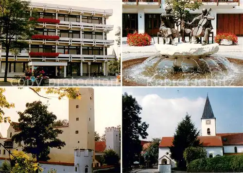 AK / Ansichtskarte Gruenwald_Muenchen Rathaus Brunnen Die 3 Generationen Burg Gruenwald Kath Kirche Peter und Paul Gruenwald Muenchen