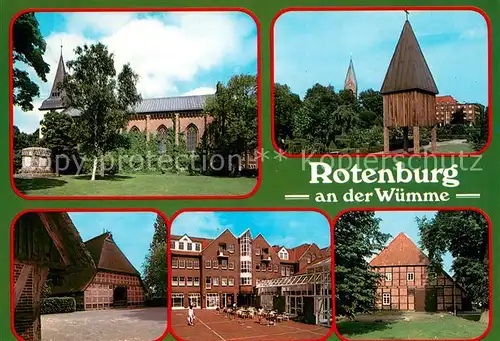 AK / Ansichtskarte Rotenburg_Wuemme Kirche Wasserturm Scheune Strassencafe Museum Rotenburg Wuemme