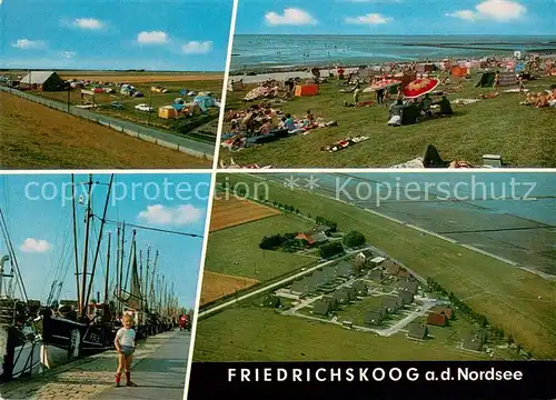 AK / Ansichtskarte Friedrichskoog_Nordseebad Strandpartien Fischereihafen Fliegeraufnahme Friedrichskoog_Nordseebad