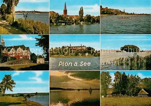 AK / Ansichtskarte Ploen_See Teilansichten Schloss Kirche Insel Panorama Ploen_See