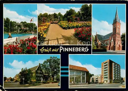 AK / Ansichtskarte Pinneberg Freibad Rosengarten Christuskirche Kreishaus Friedrich Ebert Strasse Pinneberg