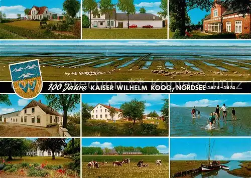 AK / Ansichtskarte Kaiser Wilhelm Koog Ortsmotive Teilansichten Watt Wanderer Park Kanal Kaiser Wilhelm Koog
