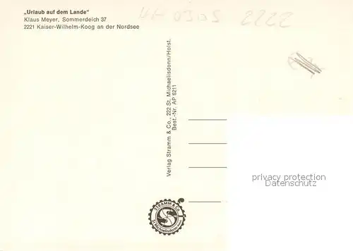 AK / Ansichtskarte Kaiser Wilhelm Koog Ferienhaus Meyer Kaiser Wilhelm Koog